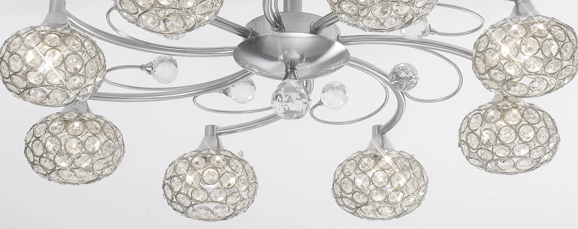 Cara Crystal Ceiling 8 Light Satin Nickel IL30938  Diyas Cara Satin Nickel